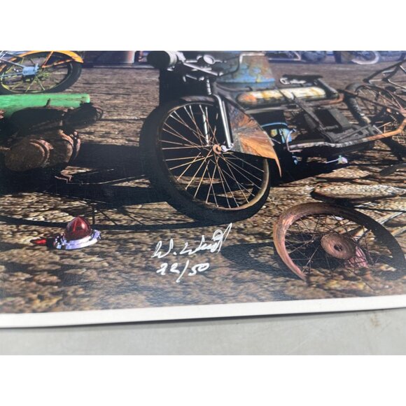 LE GM Harley Davidson motorcycle print artwork signed 22/50 skull 16x12" READ - Picture 2 of 7